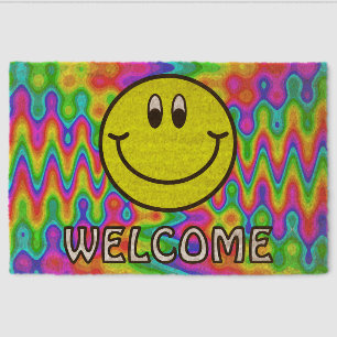 Psychedelic Smile Face Fiber Doormat