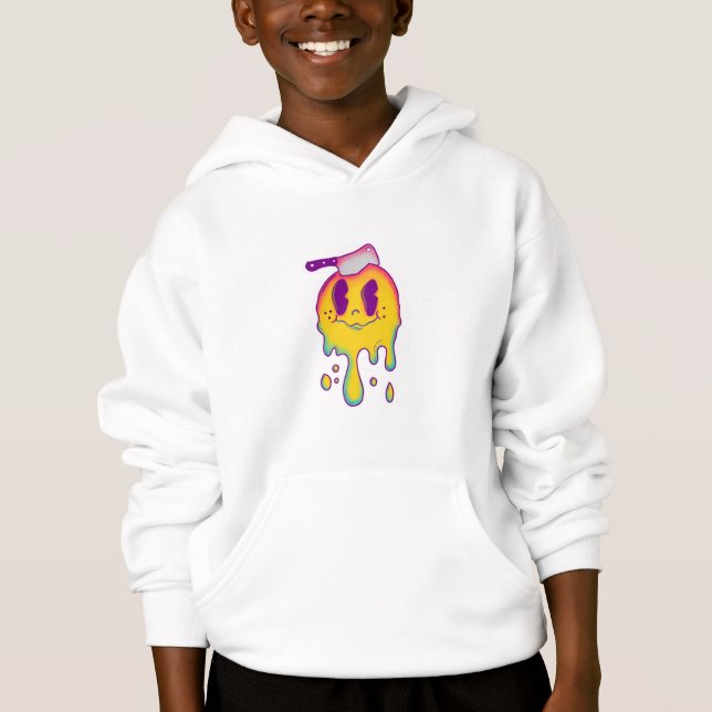 psychedelic smiley drip boys hoodie (Front)