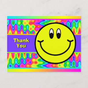 Psychedelic Smiling Face Emoji Thank You Postcard