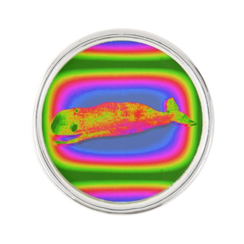 psychedelic smiling whale lapel pin