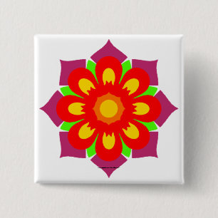 Psychedelic Snowflake Button
