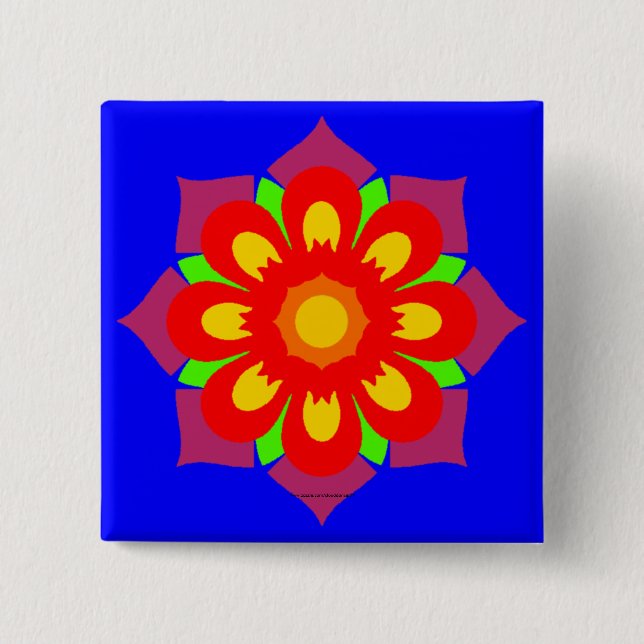 Psychedelic Snowflake Pinback Button (Front)