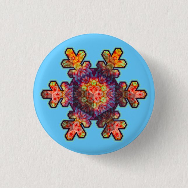 Psychedelic Snowflake Pinback Button (Front)