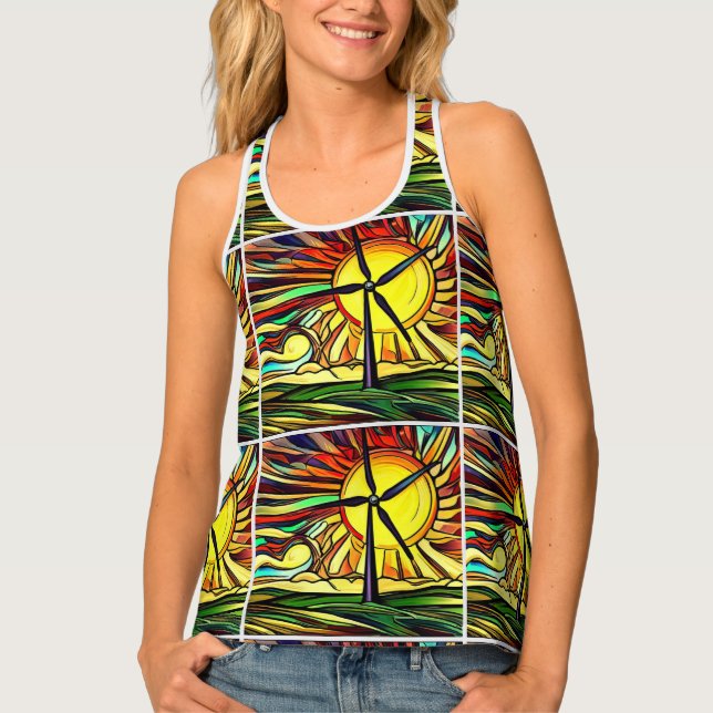 Psychedelic Solar and Wind Power Tank Top (Front)