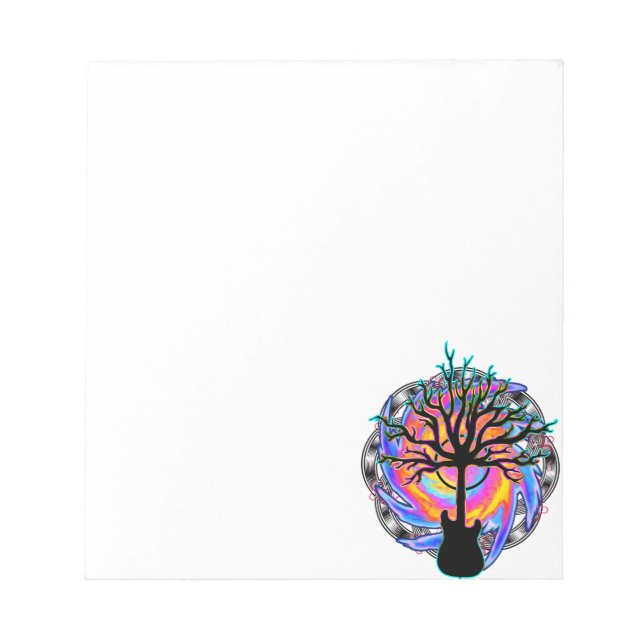 "Psychedelic Sonic Cyclone" surreal guitar art Notepad (Front)