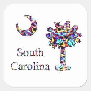 Psychedelic South Carolina Palmetto Stickers