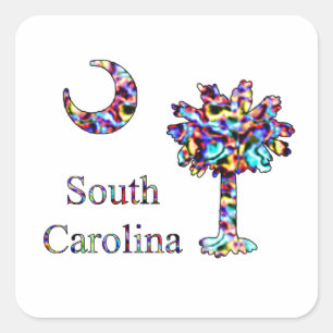 Psychedelic South Carolina Palmetto Stickers