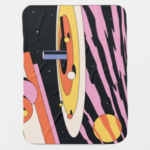 Psychedelic Space: 70s Geometric Shapes Baby Blanket