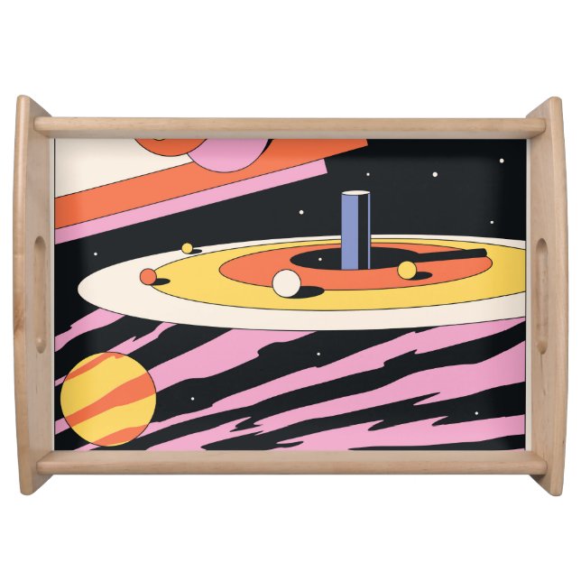 Psychedelic Space: 70s Geometric Shapes Serving Tray (Front)