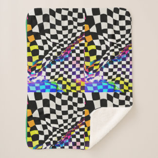 Psychedelic Speedway: Checker Flag Printed Blanket