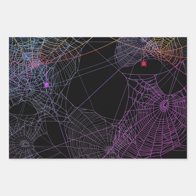 Psychedelic Spiders and Webs Wrapping Paper Sheets (Front 2)