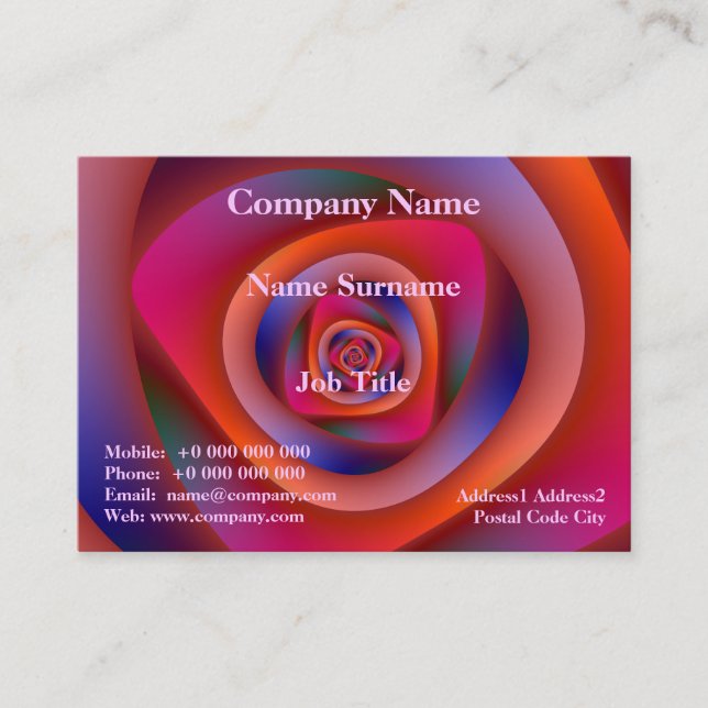 Psychedelic Spiral Labyrinth Chubby Business Card (Front)
