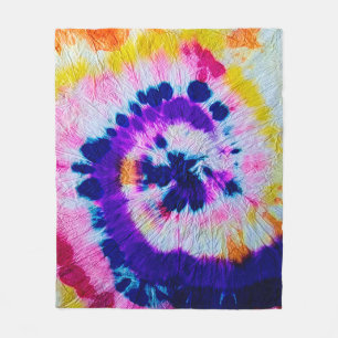 Psychedelic Spiral. Multicolor Fabric Tie Dye. Hip Fleece Blanket