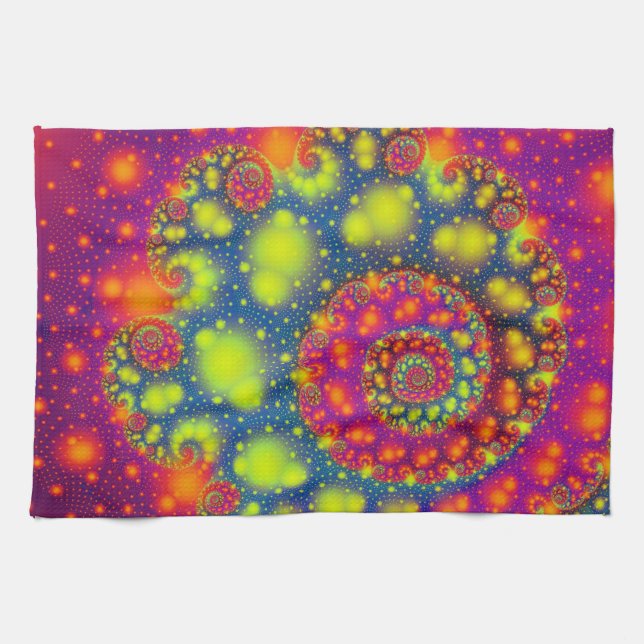 Psychedelic Spiral Neon Decorative Abstract Art Towel (Horizontal)