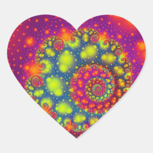 Psychedelic Spiral Neon Decorative Abstract Heart Heart Sticker