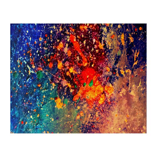 Psychedelic Splatter  Colorful Rainbow Abstract Acrylic Print