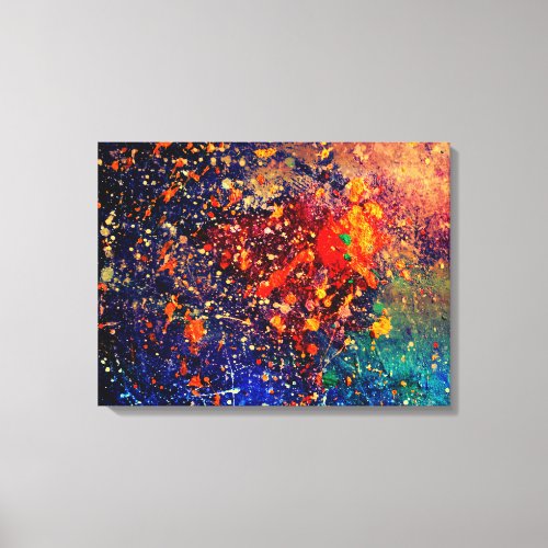 Psychedelic Splatter  Colorful Rainbow Abstract Canvas Print