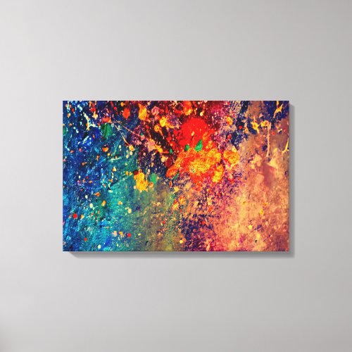 Psychedelic Splatter  Colorful Rainbow Abstract Canvas Print