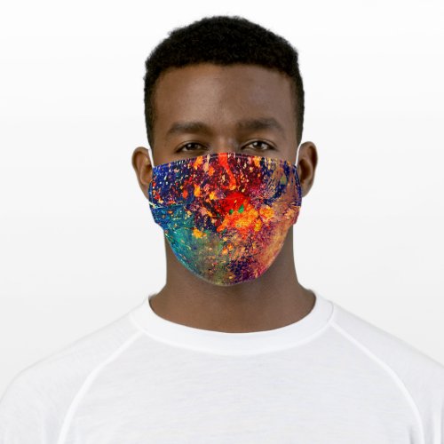 Psychedelic Splatter  Colorful Rainbow Abstract D Adult Cloth Face Mask