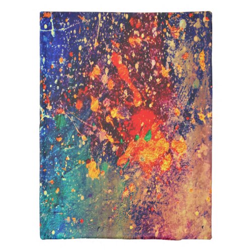 Psychedelic Splatter  Colorful Rainbow Abstract Duvet Cover