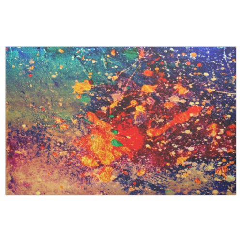 Psychedelic Splatter  Colorful Rainbow Abstract Fabric
