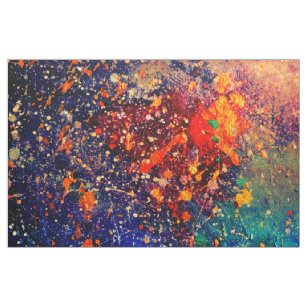 Psychedelic Splatter   Colorful Rainbow Abstract Fabric