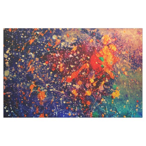 Psychedelic Splatter  Colorful Rainbow Abstract Fabric