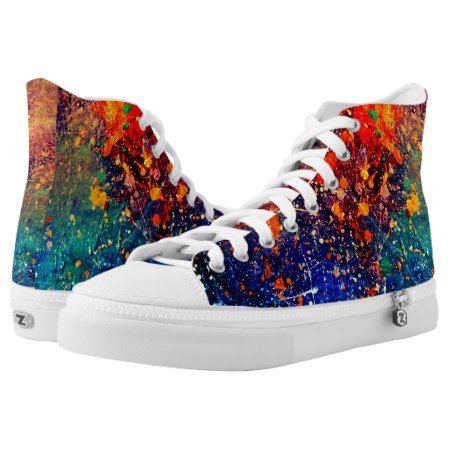 Psychedelic Splatter | Colorful Rainbow Abstract High-top Sneakers