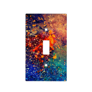 Psychedelic Splatter Colorful Rainbow Abstract Light Switch Cover
