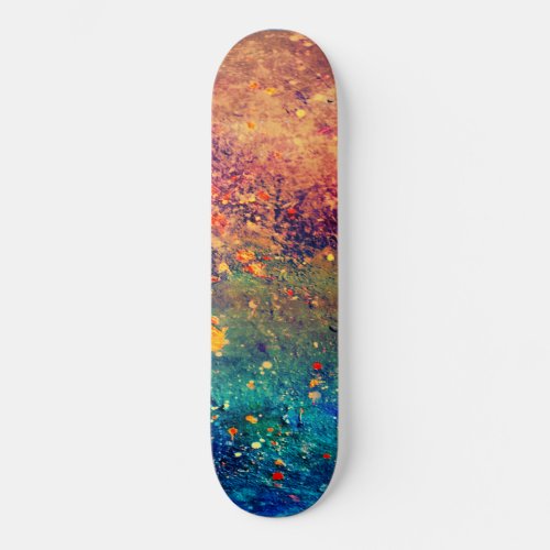 Psychedelic Splatter  Colorful Rainbow Abstract Skateboard Deck