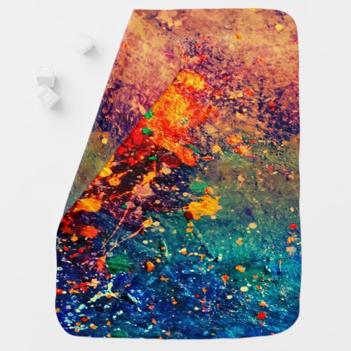 Psychedelic Splatter  Colorful Rainbow Abstract Swaddle Blanket