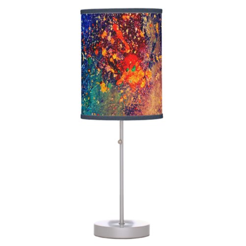 Psychedelic Splatter  Colorful Rainbow Abstract Table Lamp