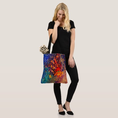 Psychedelic Splatter  Colorful Rainbow Abstract Tote Bag