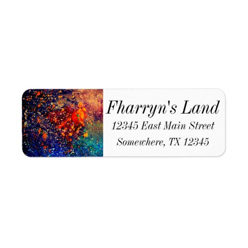 Psychedelic Splatter  Rainbow Abstract Address Label