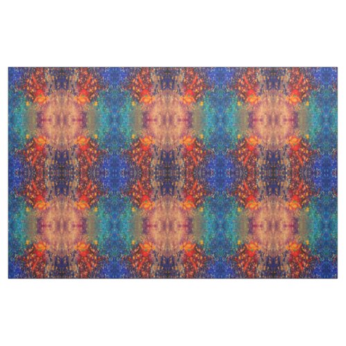 Psychedelic Splatter  Rainbow Abstract Fractal Fabric