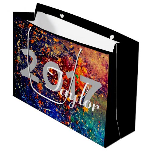 Psychedelic Splatter  Rainbow Abstract Graduation Large Gift Bag