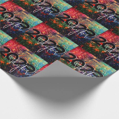 Psychedelic Splatter  Rainbow Abstract Graduation Wrapping Paper