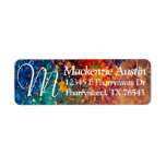 Psychedelic Splatter | Rainbow Abstract Monogram Label at Zazzle