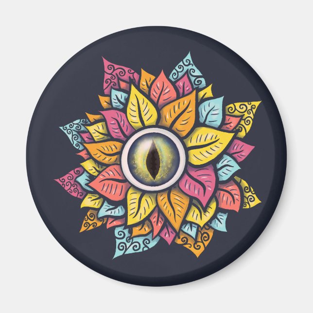 Psychedelic Spooky Eye Flower Colorful Magnet (Front)