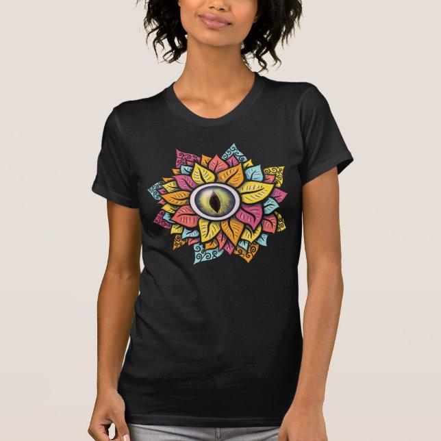 Psychedelic Spooky Eye Flower Colorful T-Shirt (Front)