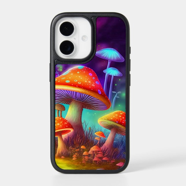 Psychedelic Sprouting Wild Forest Mushrooms Otterbox iPhone Case (Back)