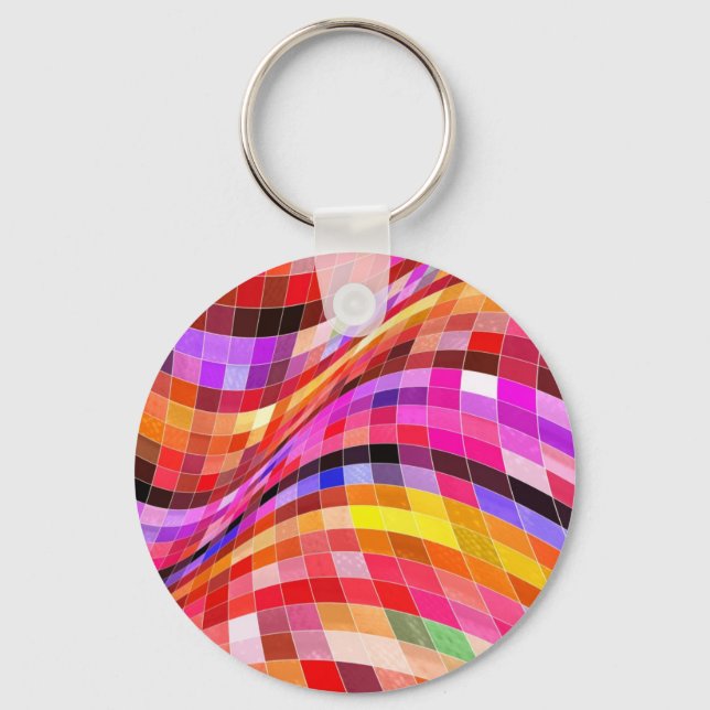 Psychedelic Square Pattern Keychain (Front)