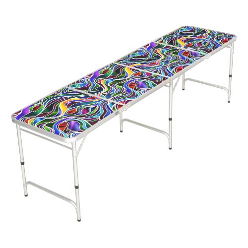 Psychedelic Stained Glass Abstract Beer Pong Table