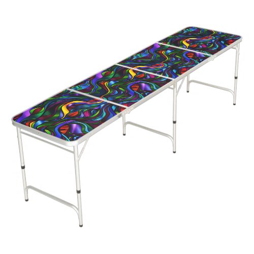 Psychedelic Stained Glass Abstract Beer Pong Table