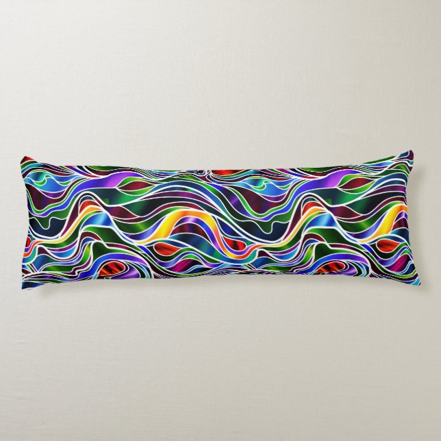 Psychedelic Stained Glass Abstract Body Pillow (Back)