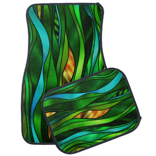 Psychedelic Stained Glass Abstract Car Floor Mat