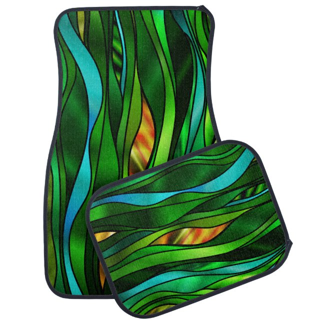 Psychedelic Stained Glass Abstract Car Floor Mat (Set)