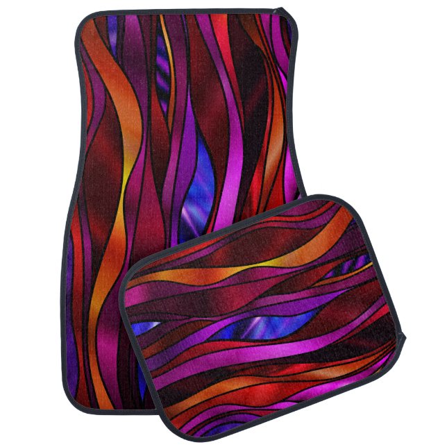 Psychedelic Stained Glass Abstract Car Mat (Set)