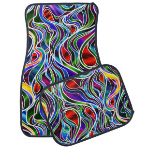 Psychedelic Stained Glass Abstract Car Mat