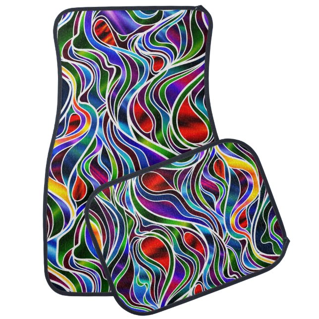 Psychedelic Stained Glass Abstract Car Mat (Set)